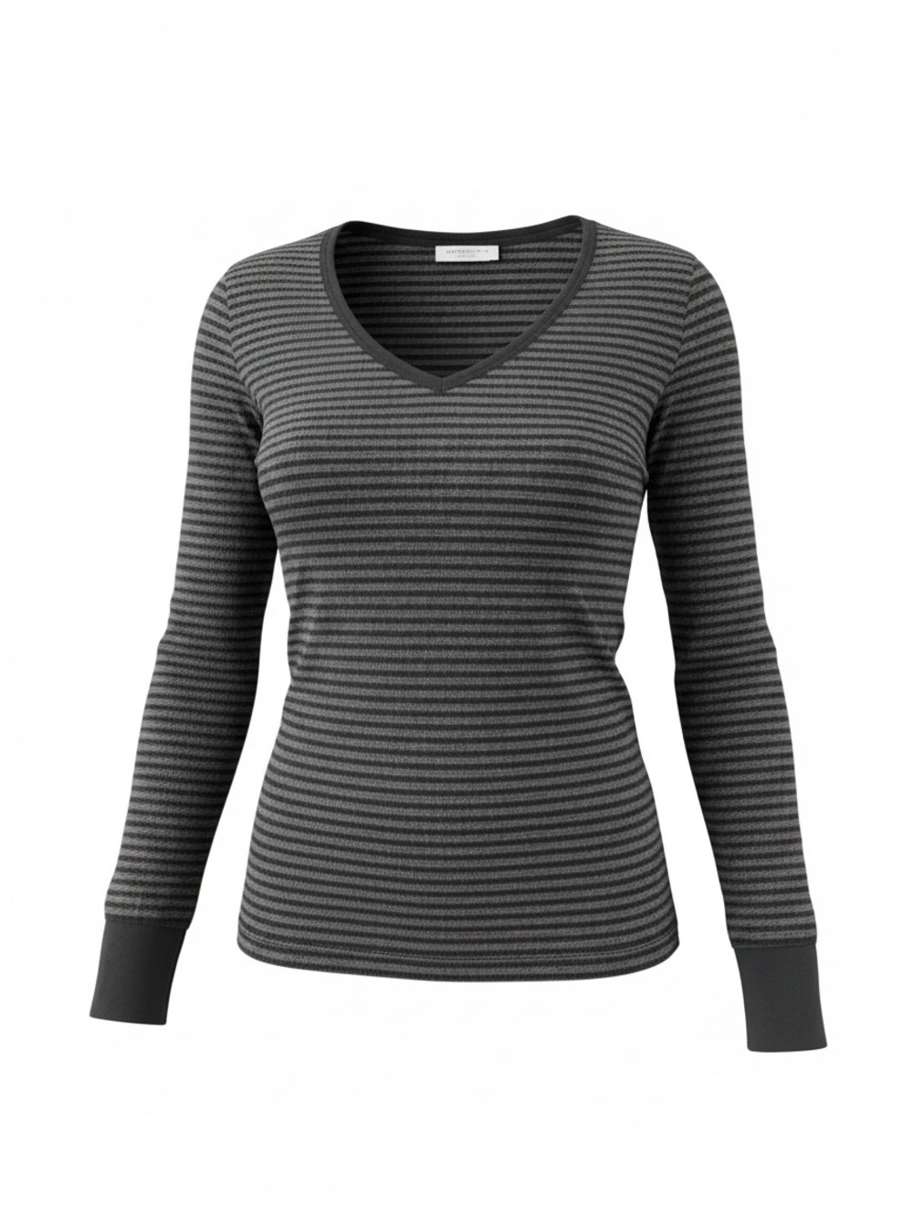 Magnetic Me Gray and Black Striped V-Neck Long Sleeve Top